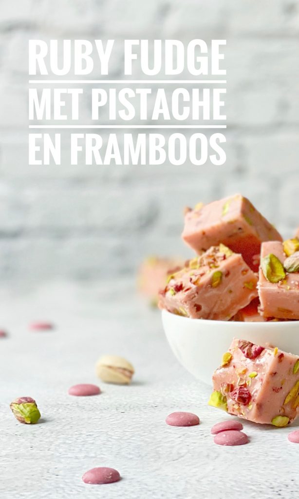 pink fudge with pistachio