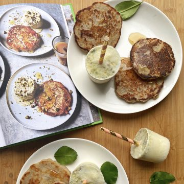 cookbook with pancakes and ice creams