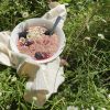 Bowl of porridge with blackberries