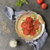 socca pizza with tomatoes