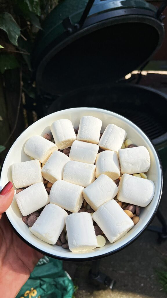 BBQ smores about to go onto the grill